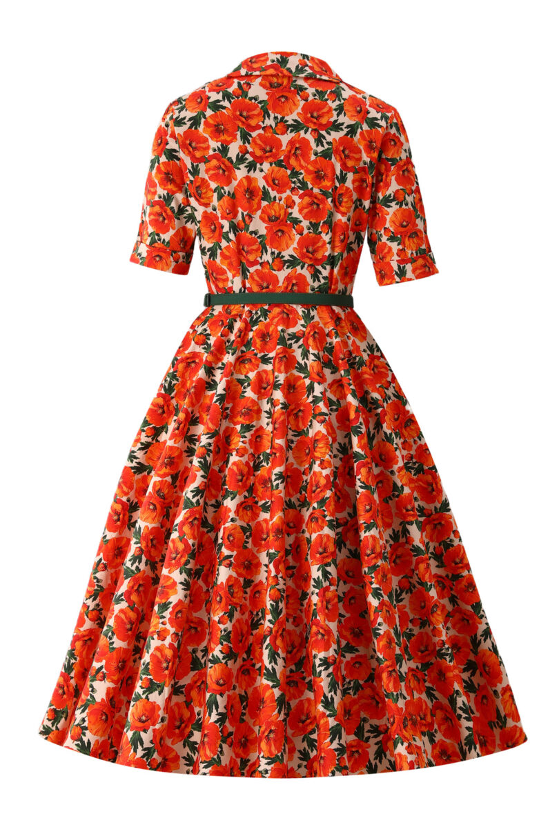 Mollie Orange Poppy Full Circle Shirt Dress  Shop now at Kitty Darling