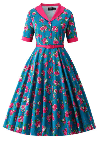 Mollie Rose Full Circle Shirt Dress In Blue – Dresses | Kitty Darling