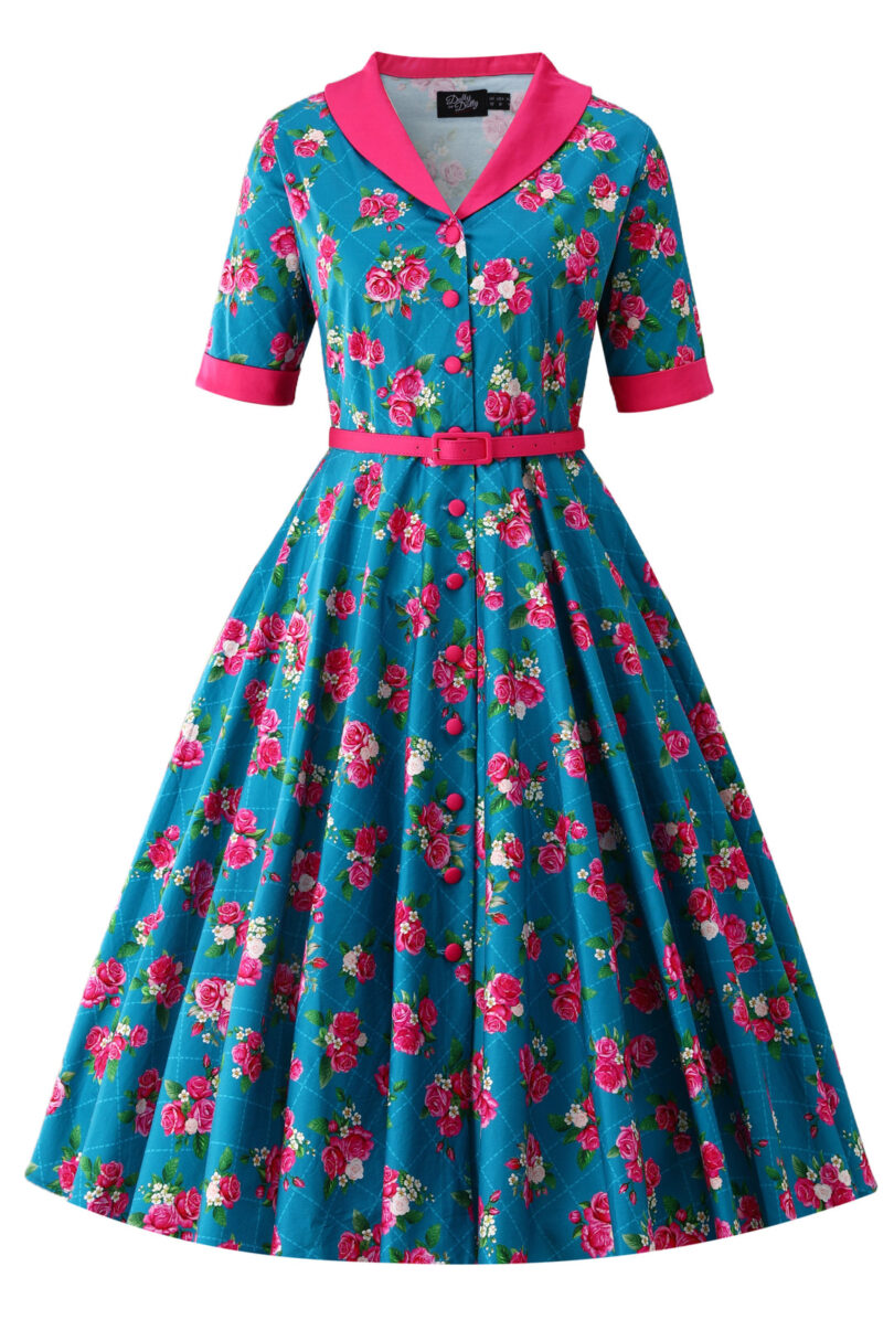 Mollie Rose Full Circle Shirt Dress In Blue  Shop now at Kitty Darling