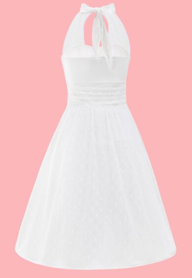 White Polka Dot Mesh Halter Dress – Dresses | Kitty Darling