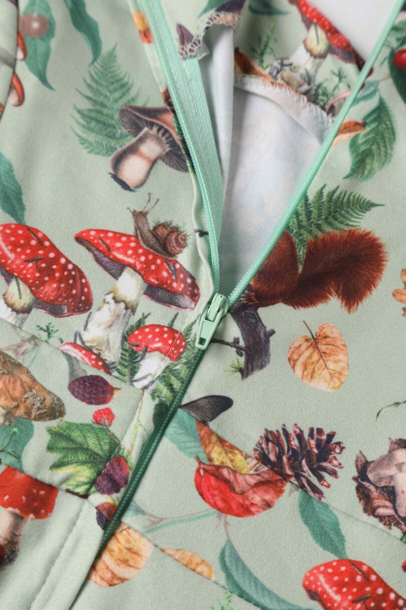 Claudia Cap Sleeved Dress in Mushroom, Squirrels Forest Print  Shop now at Kitty Darling