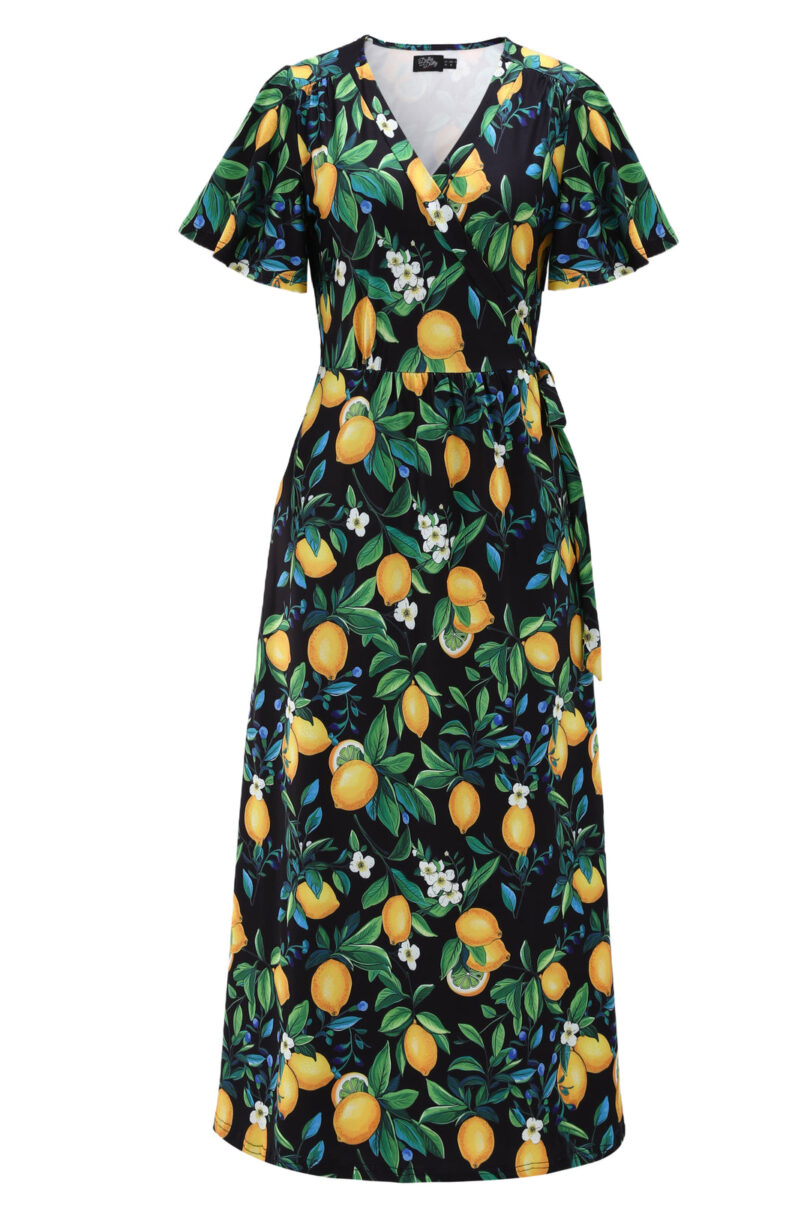 Georgina Lemon Maxi Wrap Dress  Shop now at Kitty Darling