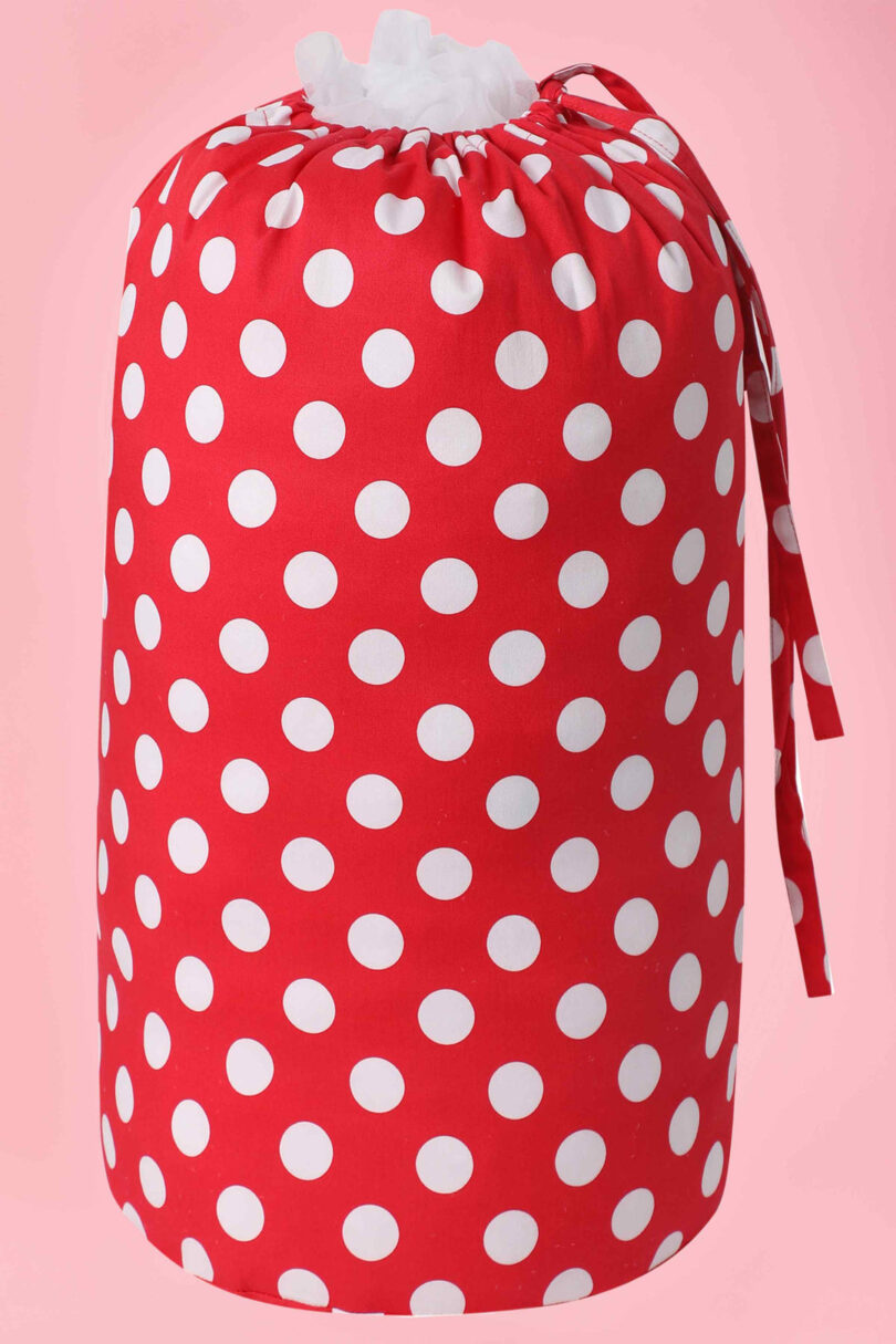 Petticoat String Tie Bag in Red with Large White Polka Dots  Shop now at Kitty Darling