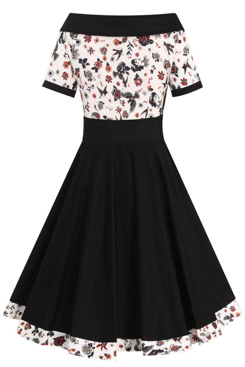 Darlene Black Rockabilly Tattoo Print Swing Dress  Shop now at Kitty Darling