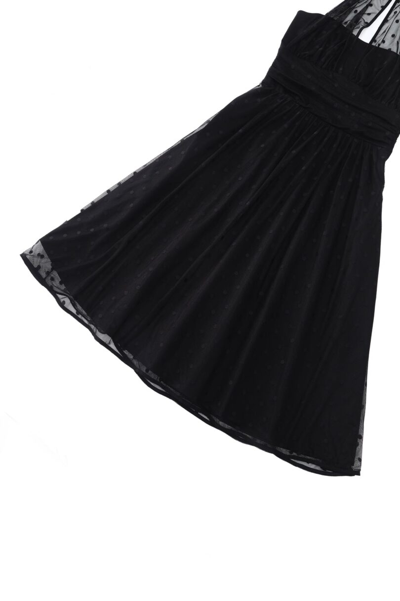 Black Polka Dot Mesh Halter Dress  Shop now at Kitty Darling