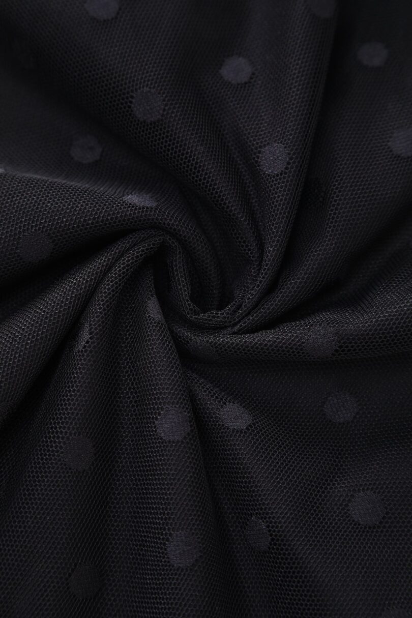 Black Polka Dot Mesh Halter Dress  Shop now at Kitty Darling