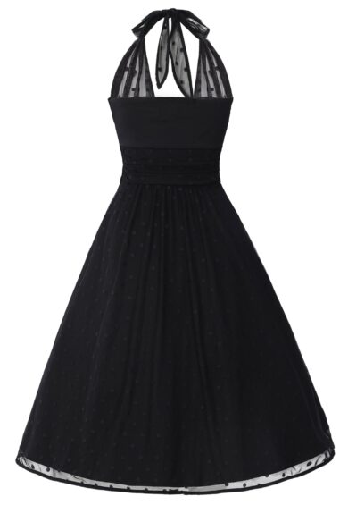 Black Polka Dot Mesh Halter Dress – Dresses | Kitty Darling
