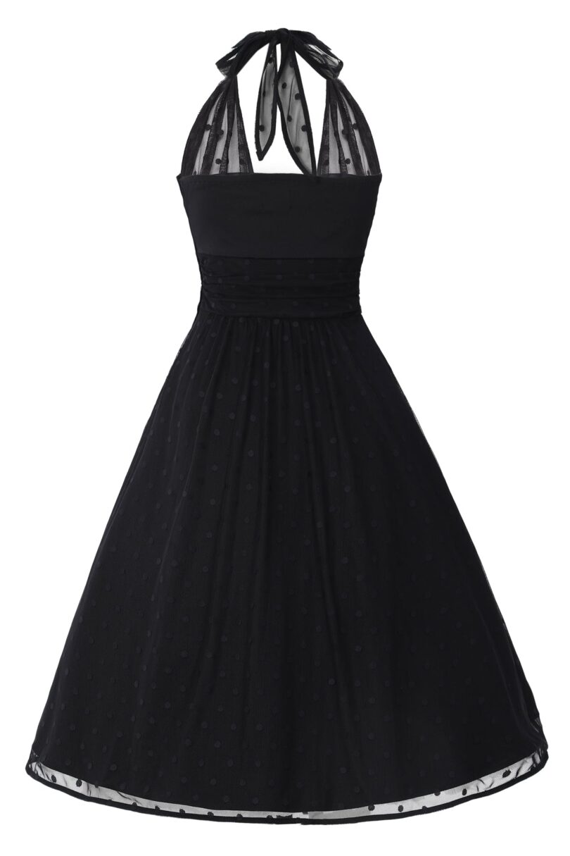 Black Polka Dot Mesh Halter Dress  Shop now at Kitty Darling