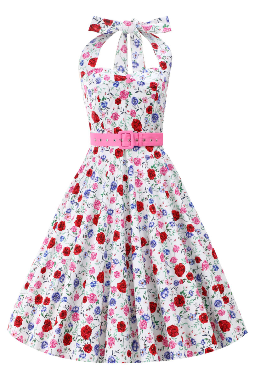 Daisy White Rose Halter Dress  Shop now at Kitty Darling