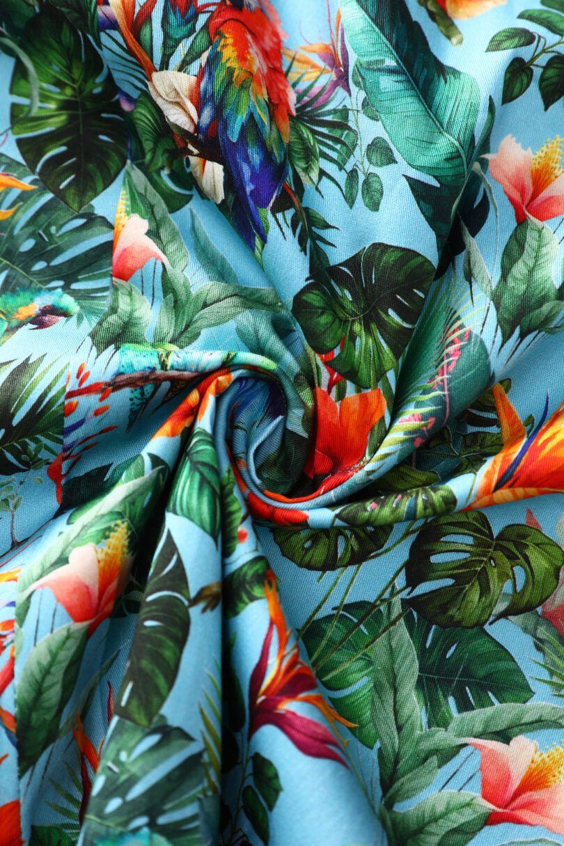 Penelope Light Blue Tropical Garden Shirt Dress  Shop now at Kitty Darling