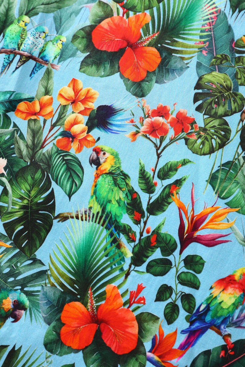 Penelope Light Blue Tropical Garden Shirt Dress  Shop now at Kitty Darling