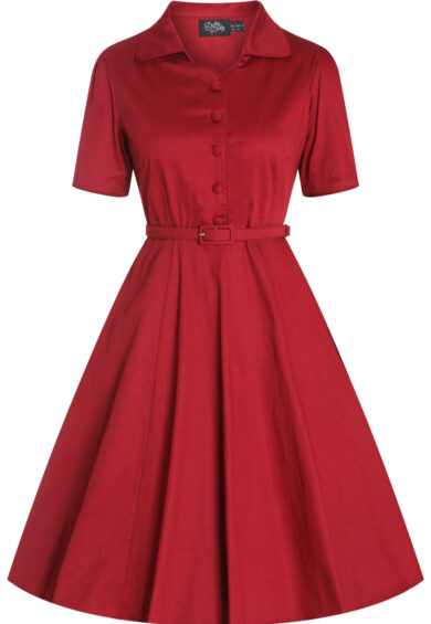 Penelope Scarlette Red Rockabilly Plain Shirt Dress – Dresses | Kitty Darling