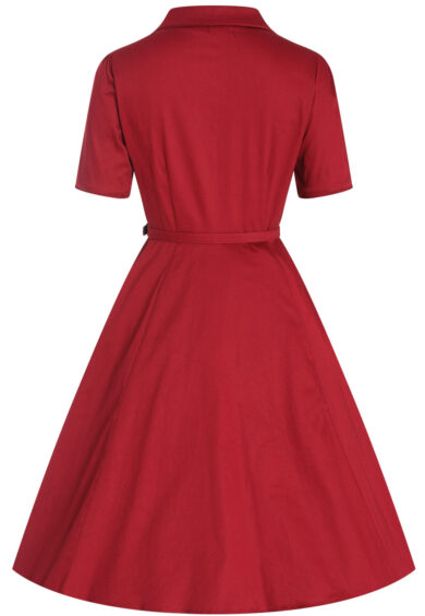 Penelope Scarlette Red Rockabilly Plain Shirt Dress – Dresses | Kitty Darling