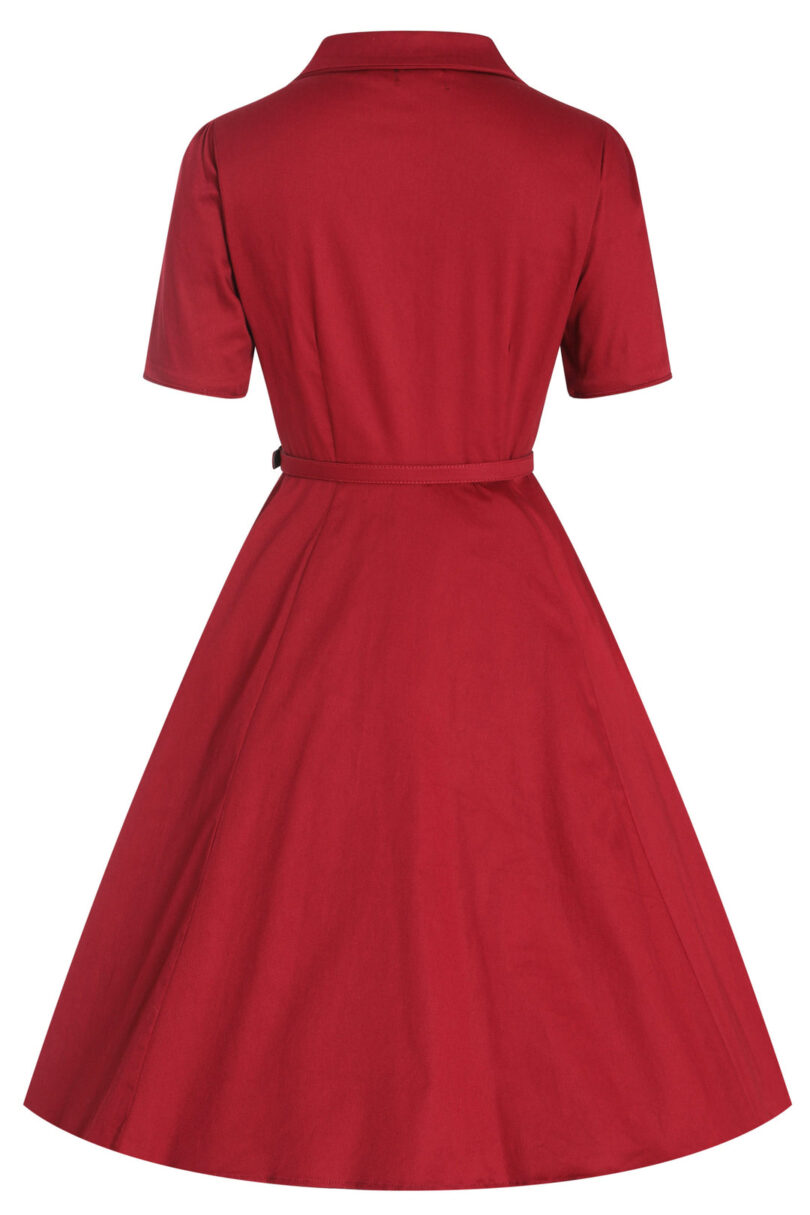Penelope Scarlette Red Rockabilly Plain Shirt Dress  Shop now at Kitty Darling