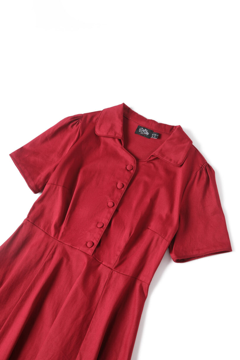 Penelope Scarlette Red Rockabilly Plain Shirt Dress  Shop now at Kitty Darling