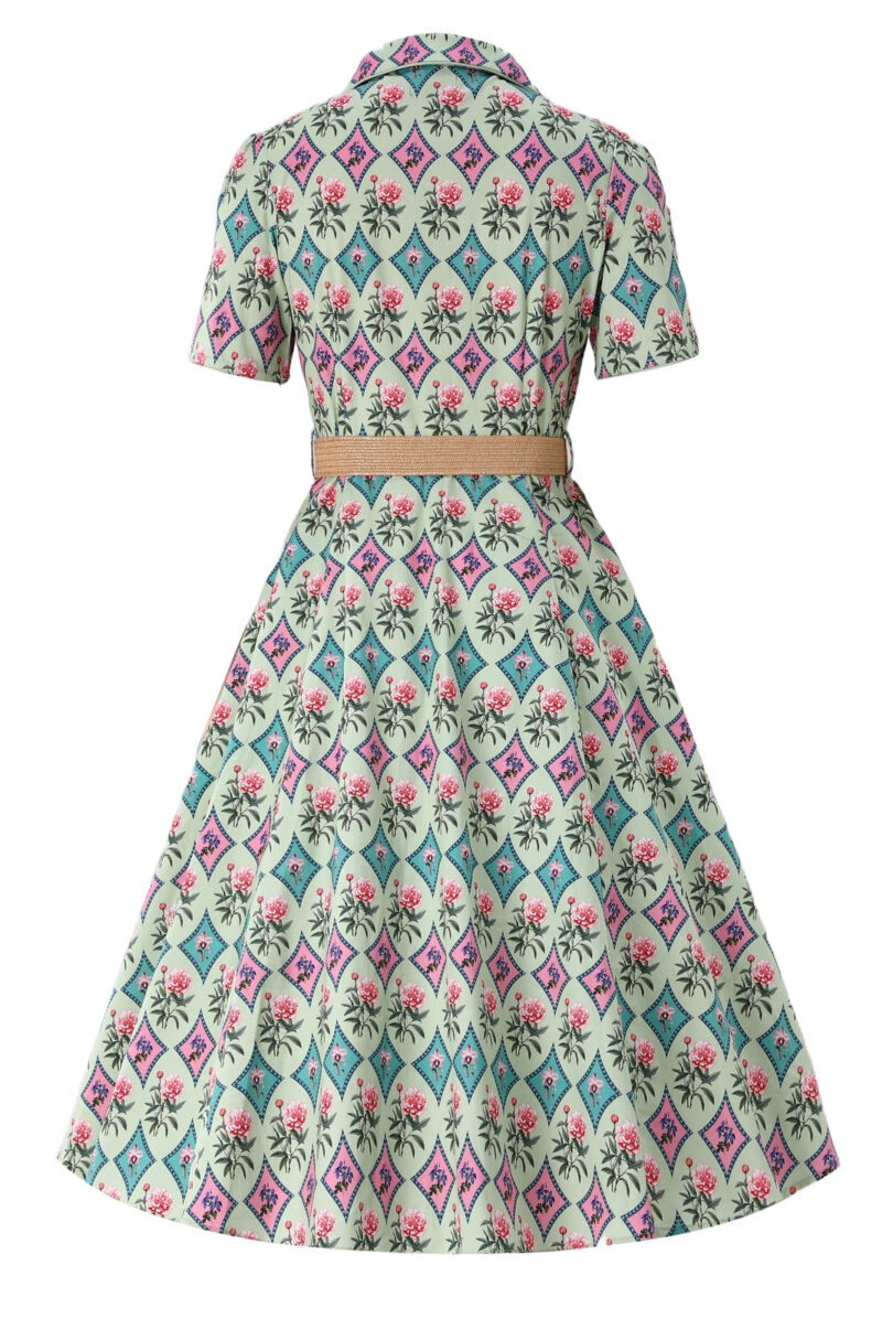 Penelope II Quartrefoil Mint Green Shirt Dress  Shop now at Kitty Darling