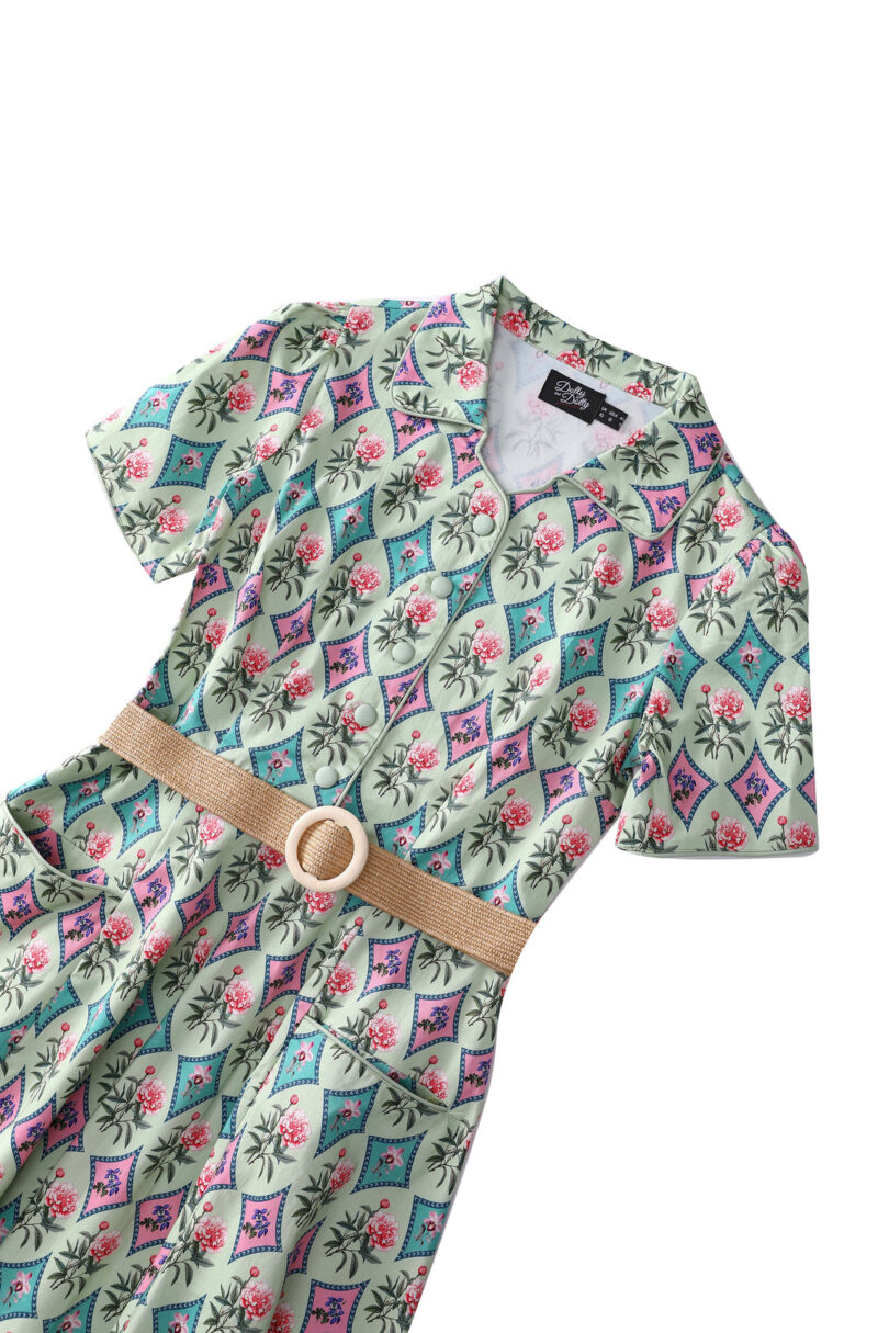 Penelope II Quartrefoil Mint Green Shirt Dress  Shop now at Kitty Darling
