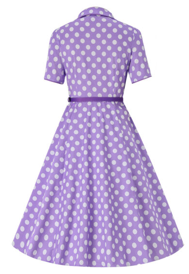 Penelope II Lilac Polka Dot Shirt Dress – Dresses | Kitty Darling