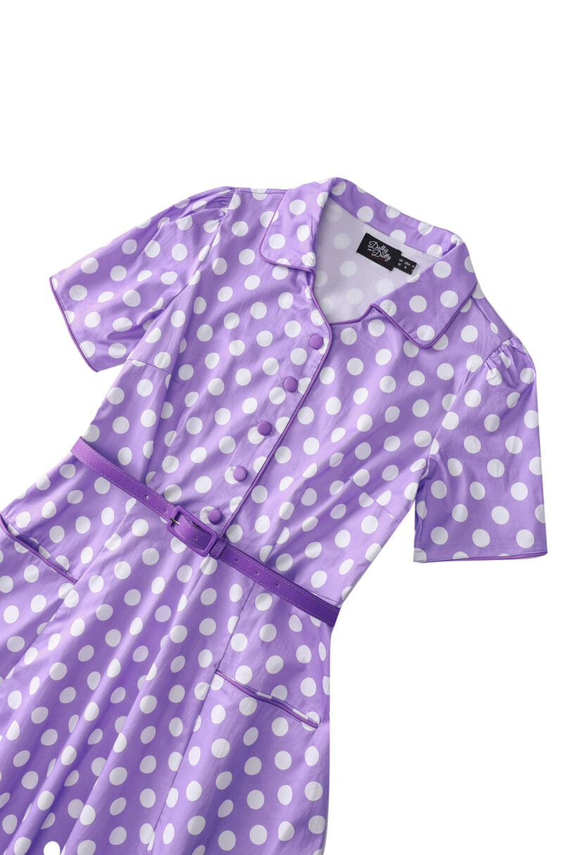 Penelope II Lilac Polka Dot Shirt Dress  Shop now at Kitty Darling