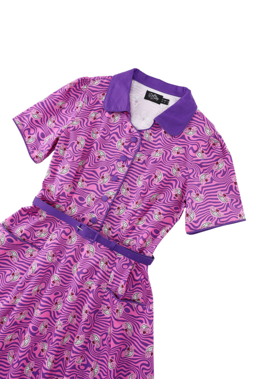Penelope II Pink Cheshire Cat Shirt Dress  Shop now at Kitty Darling