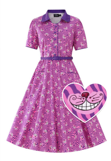 Penelope II Pink Cheshire Cat Shirt Dress – Dresses | Kitty Darling
