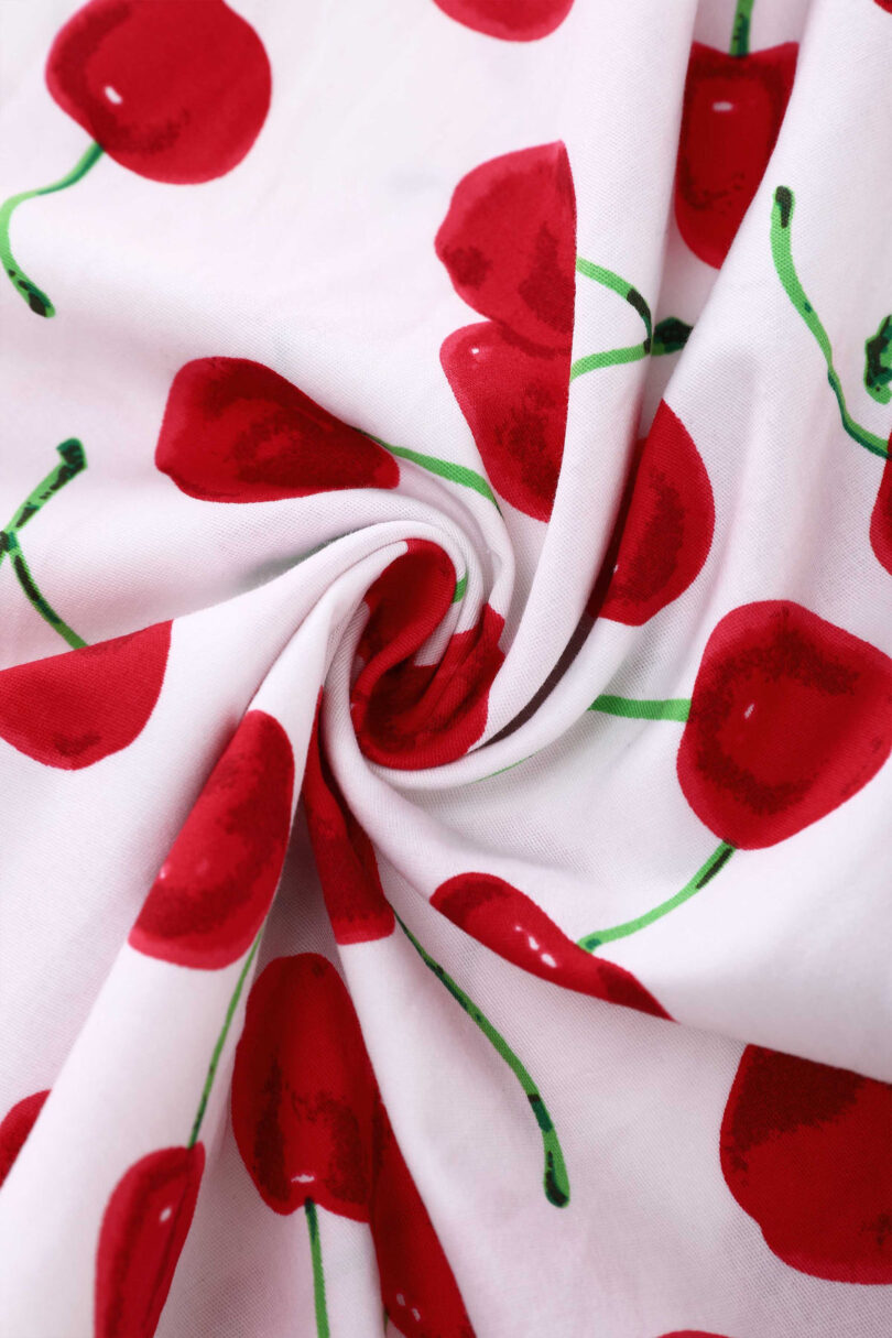Mollie Cherry Full Circle Shirt Dress In White  Shop now at Kitty Darling