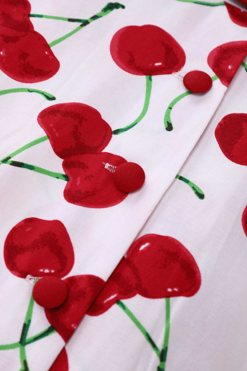 Mollie Cherry Full Circle Shirt Dress In White  Shop now at Kitty Darling