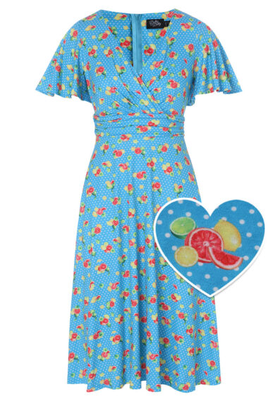 Donna Citrus Print Polka Dot Dress – 50s Dresses | Kitty Darling