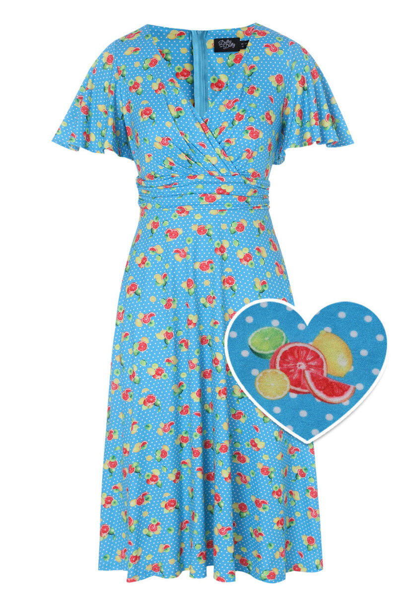 Donna Citrus Print Polka Dot Dress  Shop now at Kitty Darling