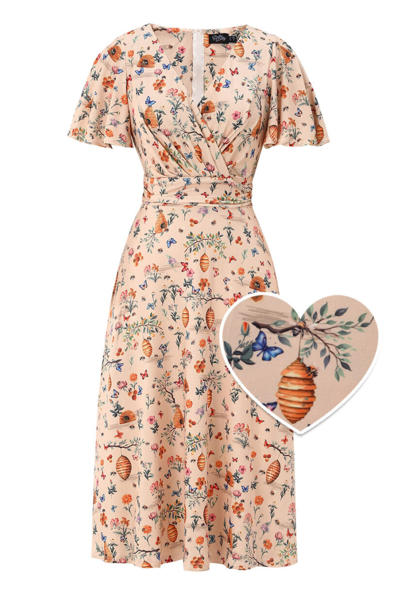 Donna Bee Honey Casual Dress In Cream White  Shop now at Kitty Darling