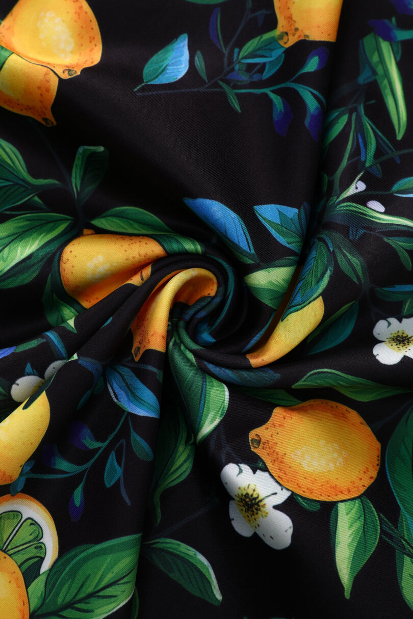 Scarlette Lemon Midi Dress In Dark Blue  Shop now at Kitty Darling