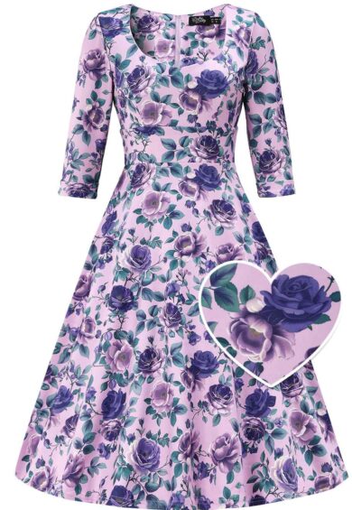 Scarlette Lilac Rose Midi Dress – Dresses | Kitty Darling