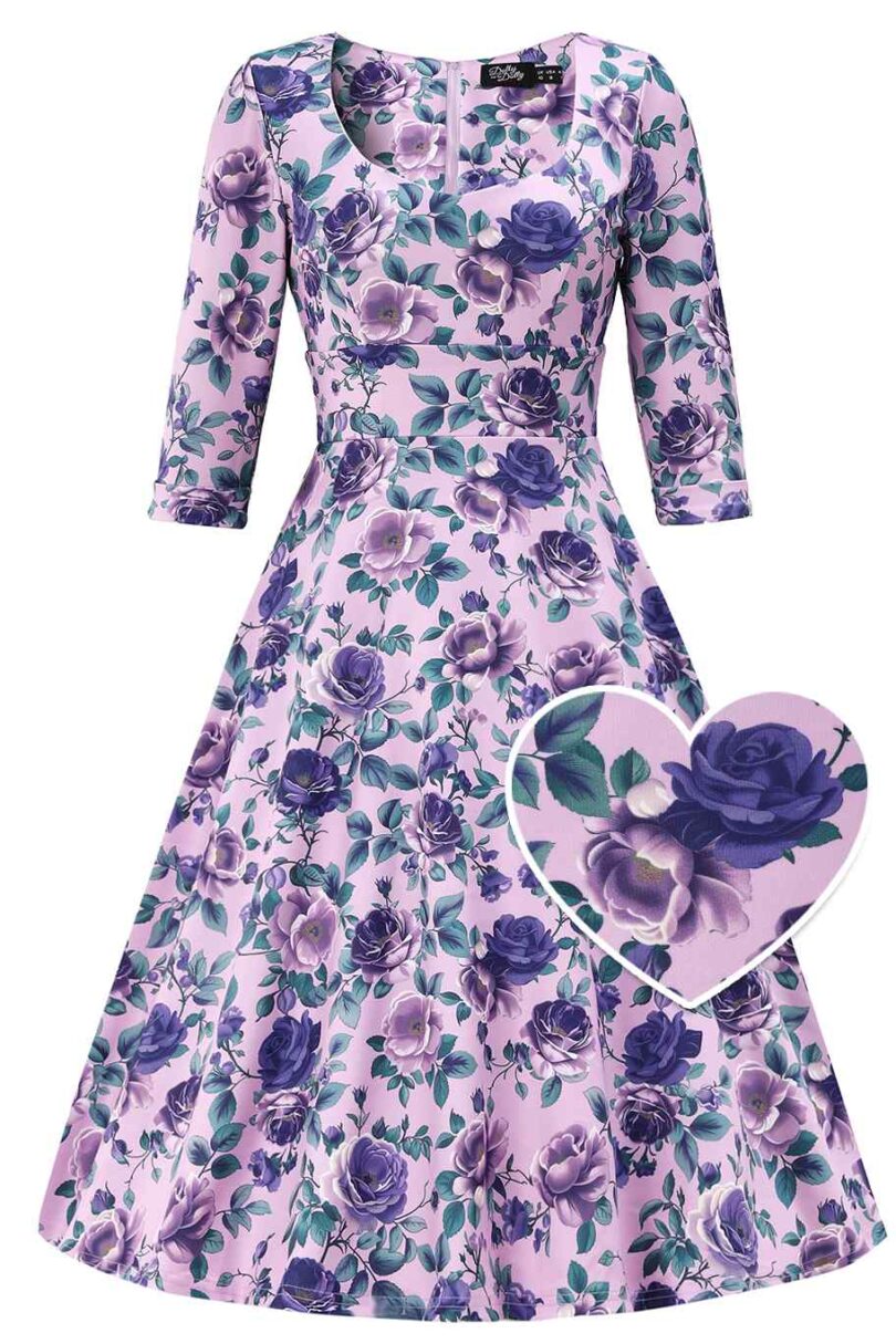 Scarlette Lilac Rose Midi Dress  Shop now at Kitty Darling