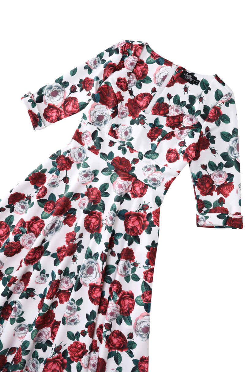 Scarlette Red Peony Midi Dress In White  Shop now at Kitty Darling