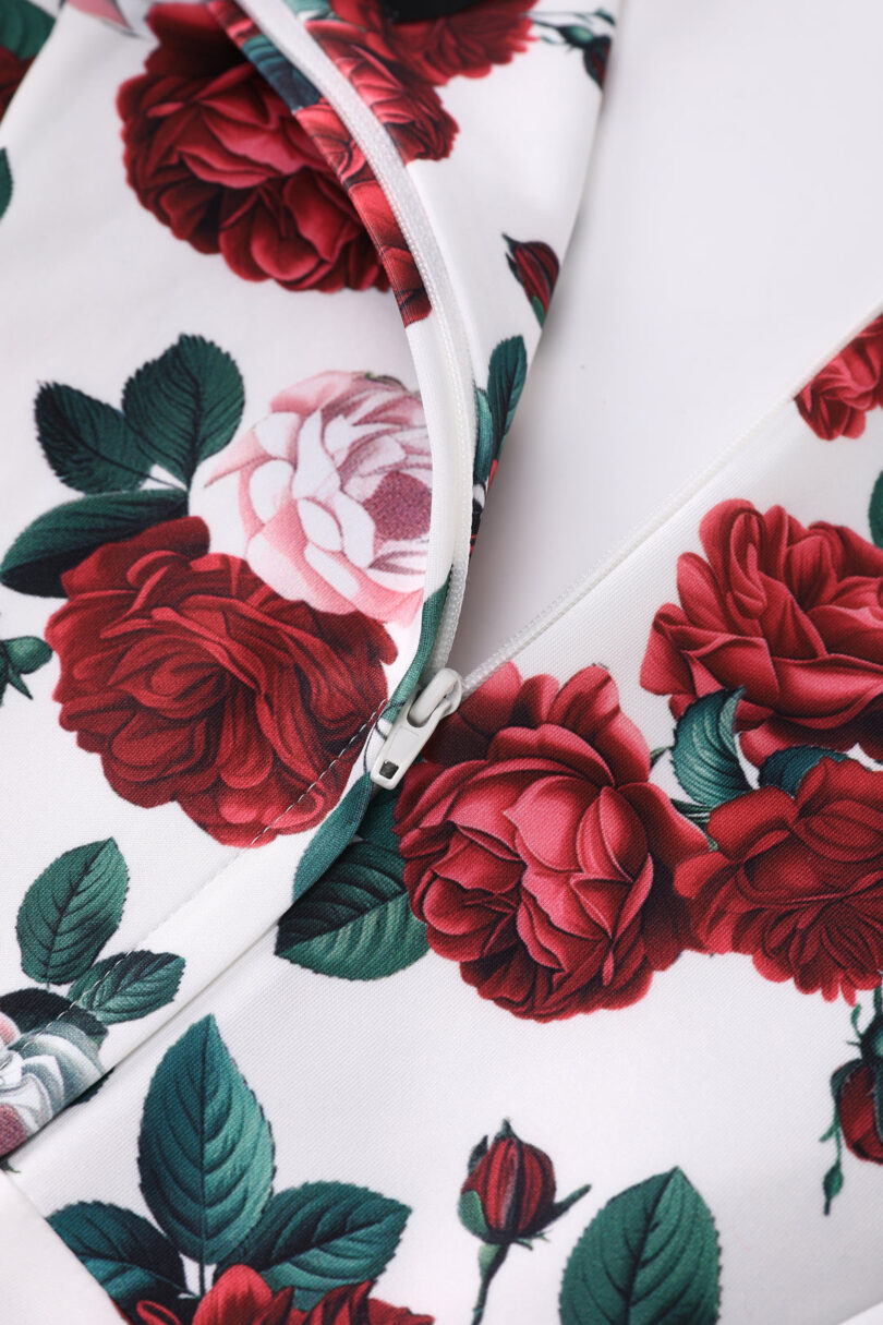 Scarlette Red Peony Midi Dress In White  Shop now at Kitty Darling