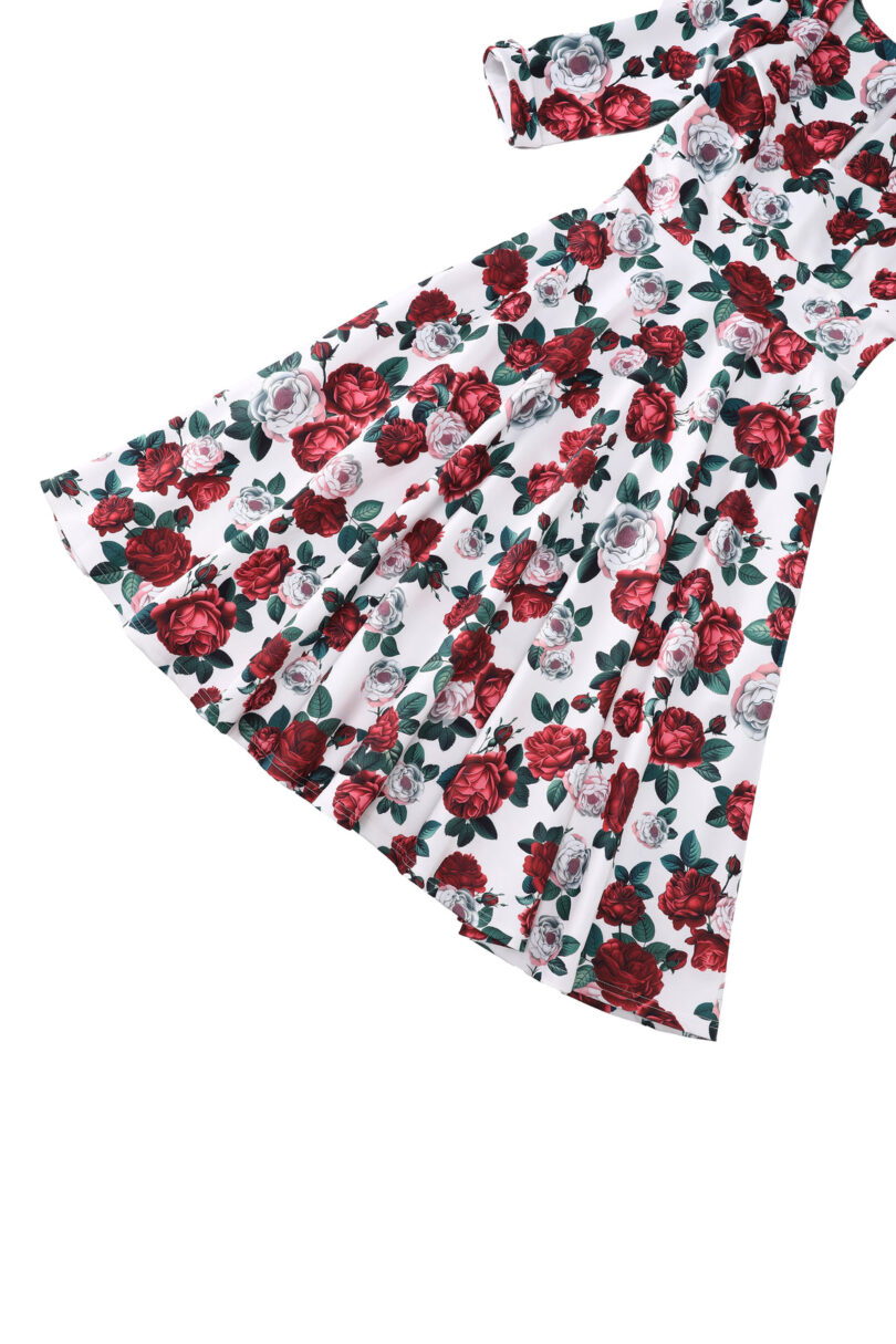 Scarlette Red Peony Midi Dress In White  Shop now at Kitty Darling