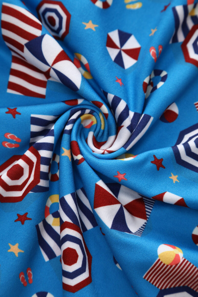 Matilda Wrap Dress In Blue Parasole Print  Shop now at Kitty Darling
