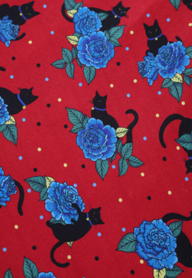 Matilda Wrap Dress In Crimson Red Cat Print – Dresses | Kitty Darling