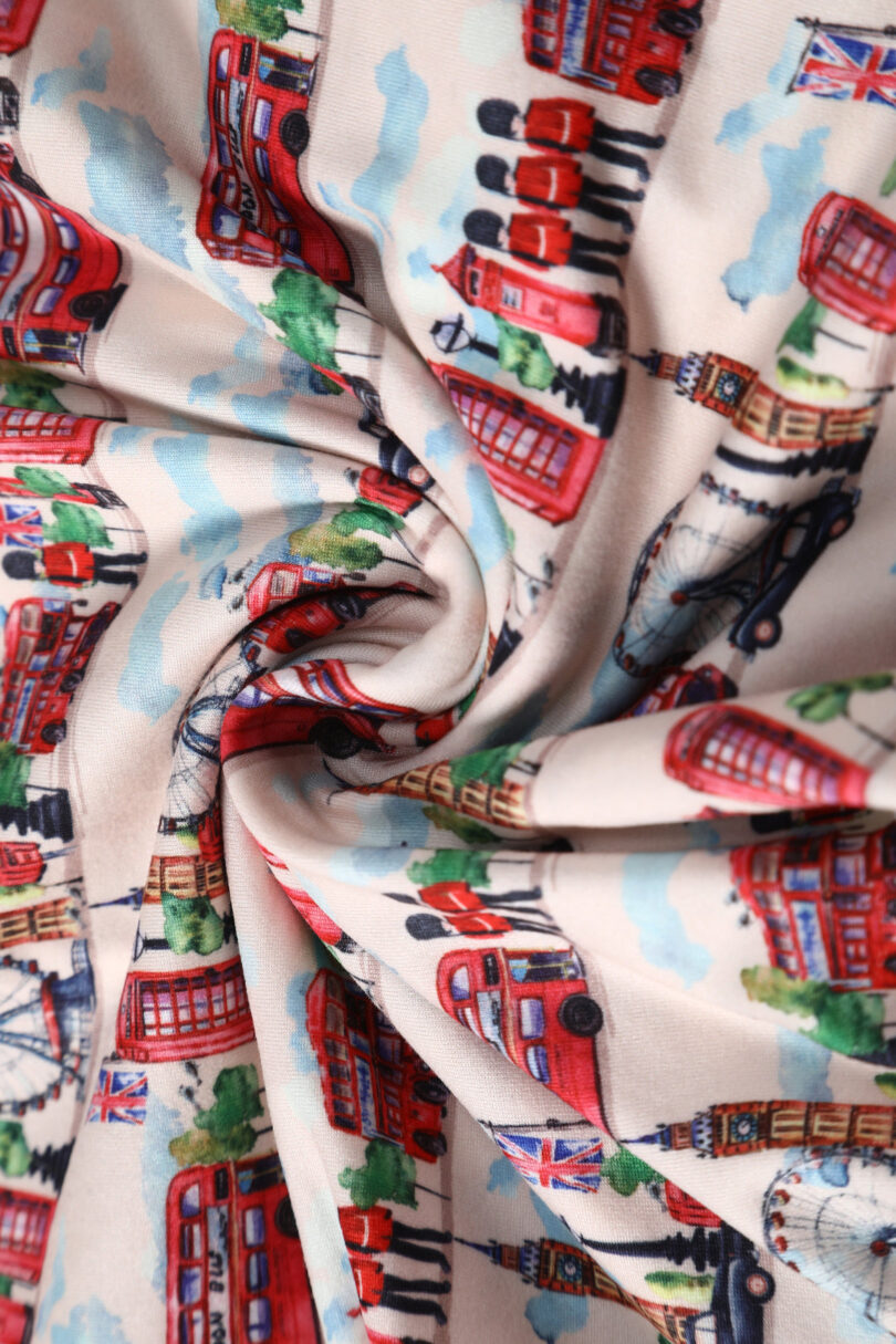 Matilda White Vintage-Inspired London Landmark Print Knit Wrap Dress  Shop now at Kitty Darling