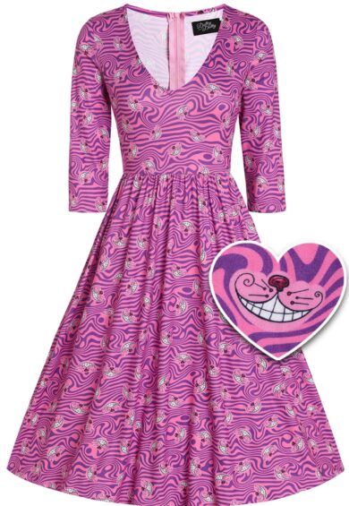 Billie Cheshire Cat Smile Pink Long Sleeved Dress – Dresses | Kitty Darling