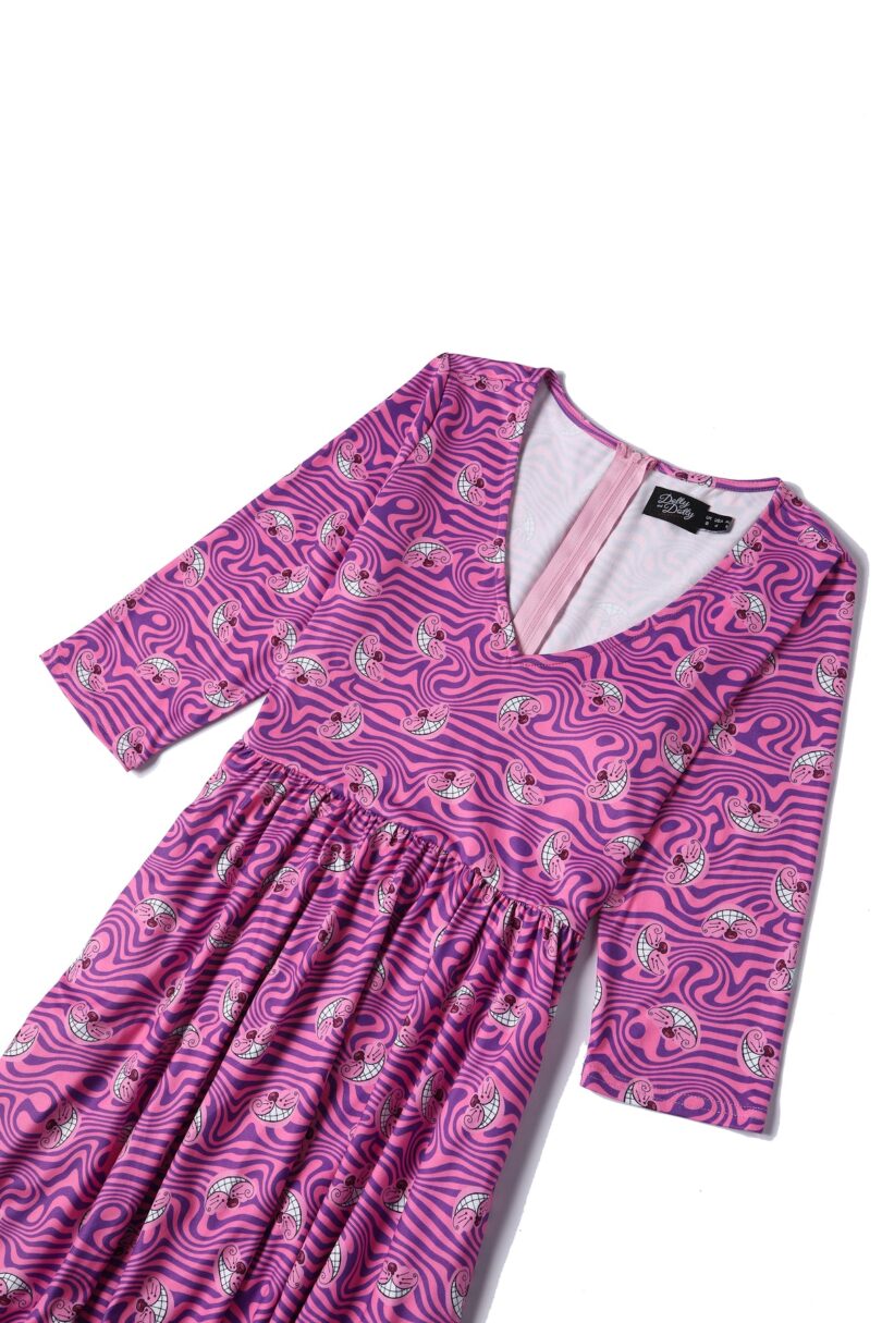 Billie Cheshire Cat Smile Pink Long Sleeved Dress  Shop now at Kitty Darling
