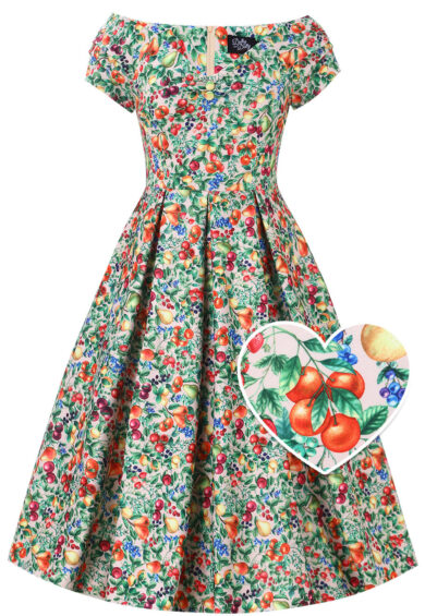 Lily Italian Summer Fruit Off Shoulder Dress – Dresses | Kitty Darling