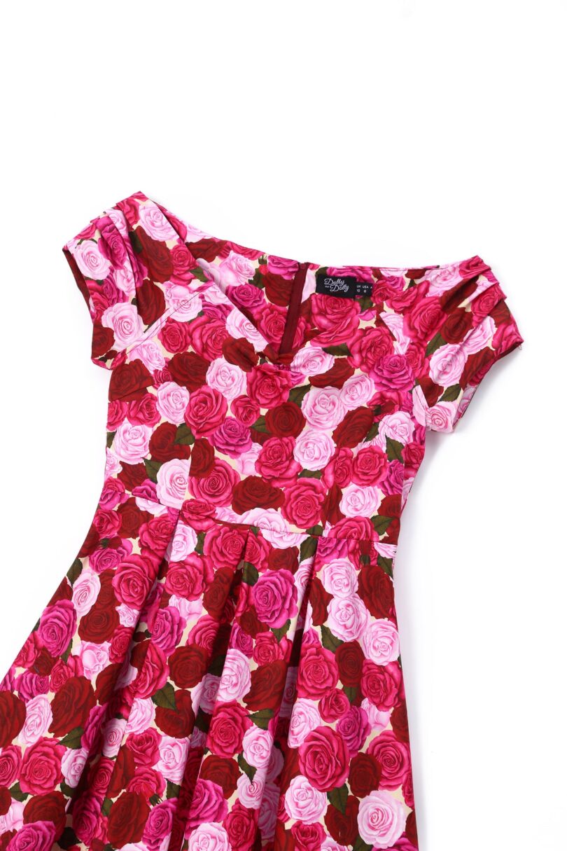 Lily Pink Rose Garden Off Shoulder Dress  Shop now at Kitty Darling