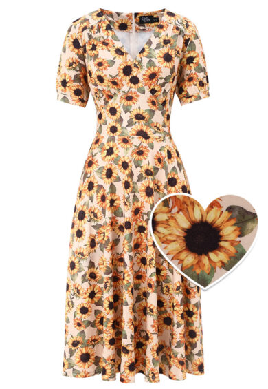 Julia Sunflower Midi Dress – Dresses | Kitty Darling