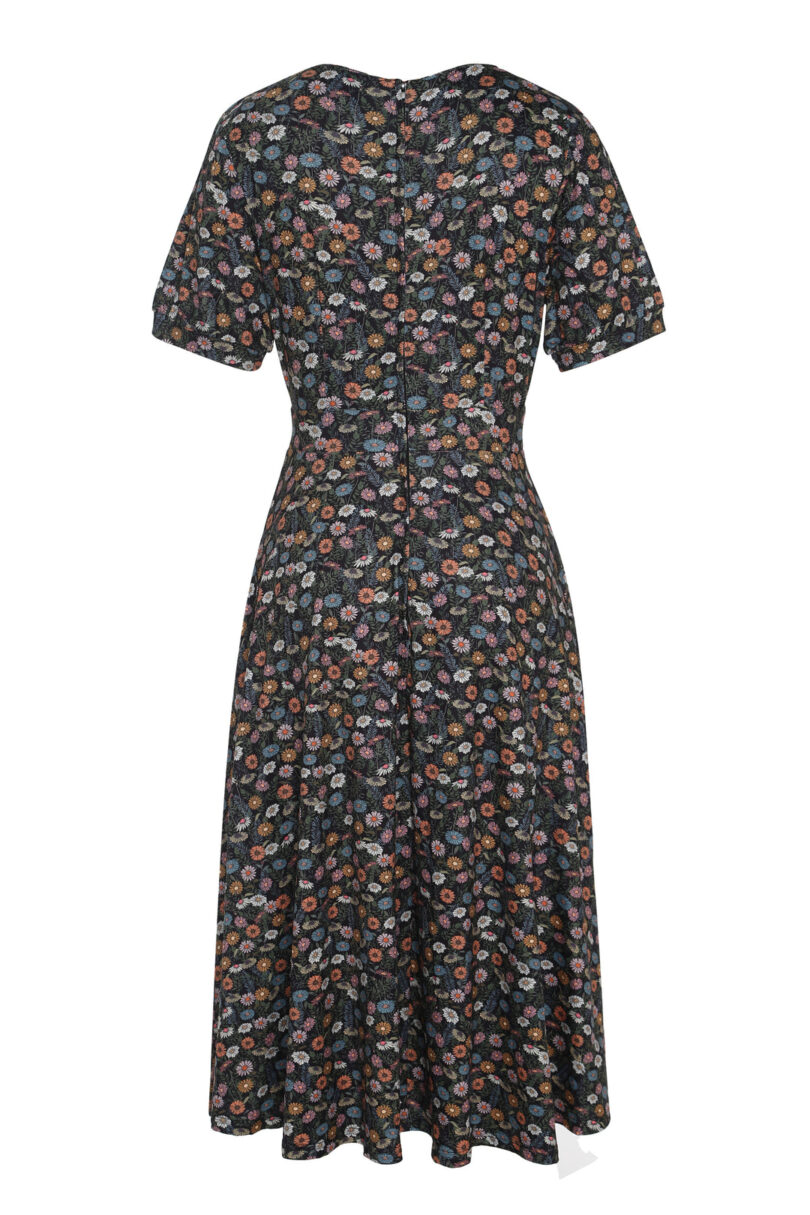 Julia Dark Green 50s Style Wildflower Print Swing Dress  Shop now at Kitty Darling