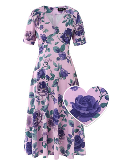 Julia Purple Rose Off Shoulder Midi Dress – Dresses | Kitty Darling