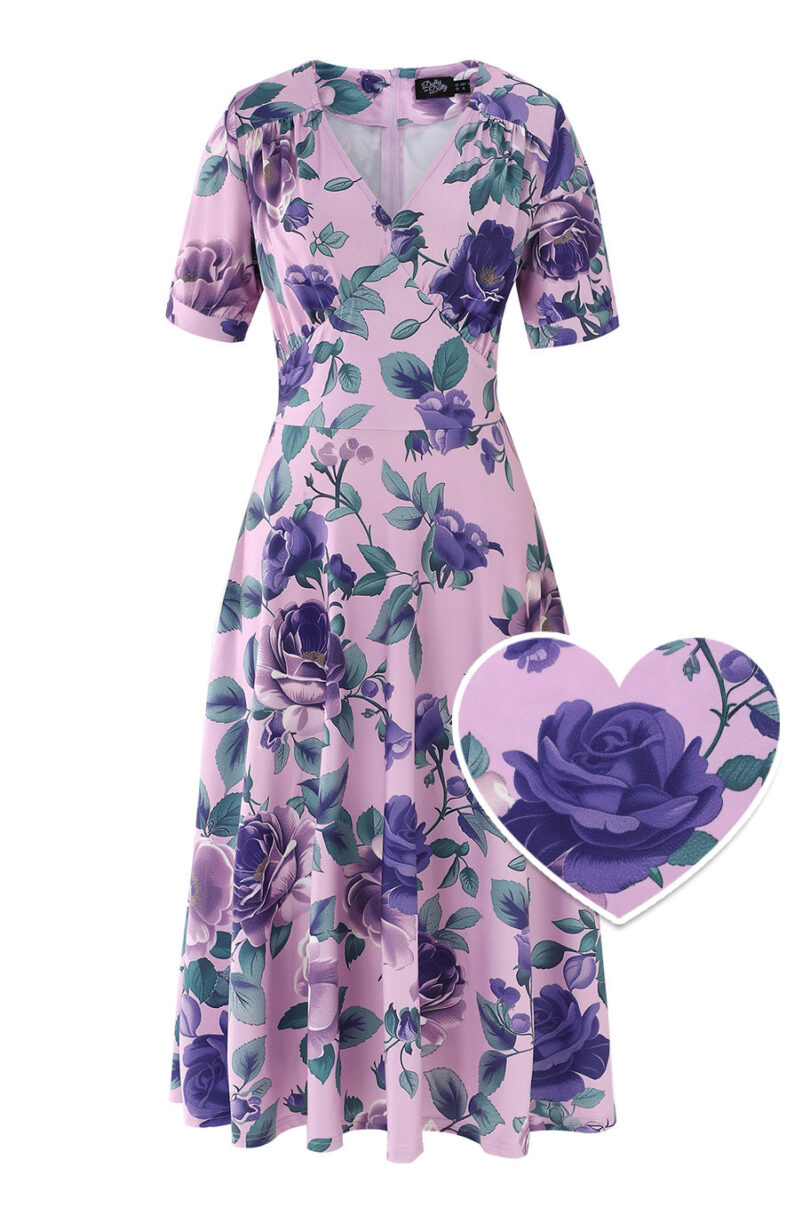 Julia Purple Rose Off Shoulder Midi Dress  Shop now at Kitty Darling