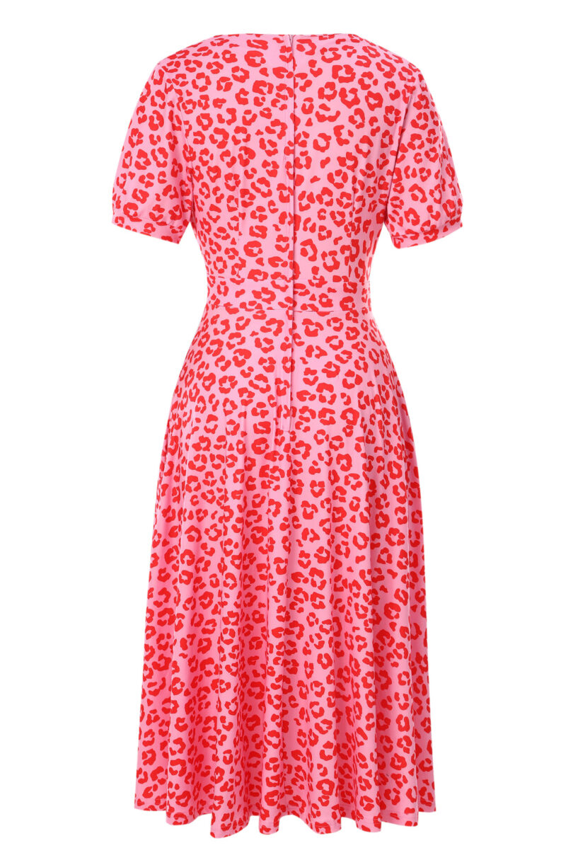 Julia Pink Cheetah Print Midi Dress  Shop now at Kitty Darling