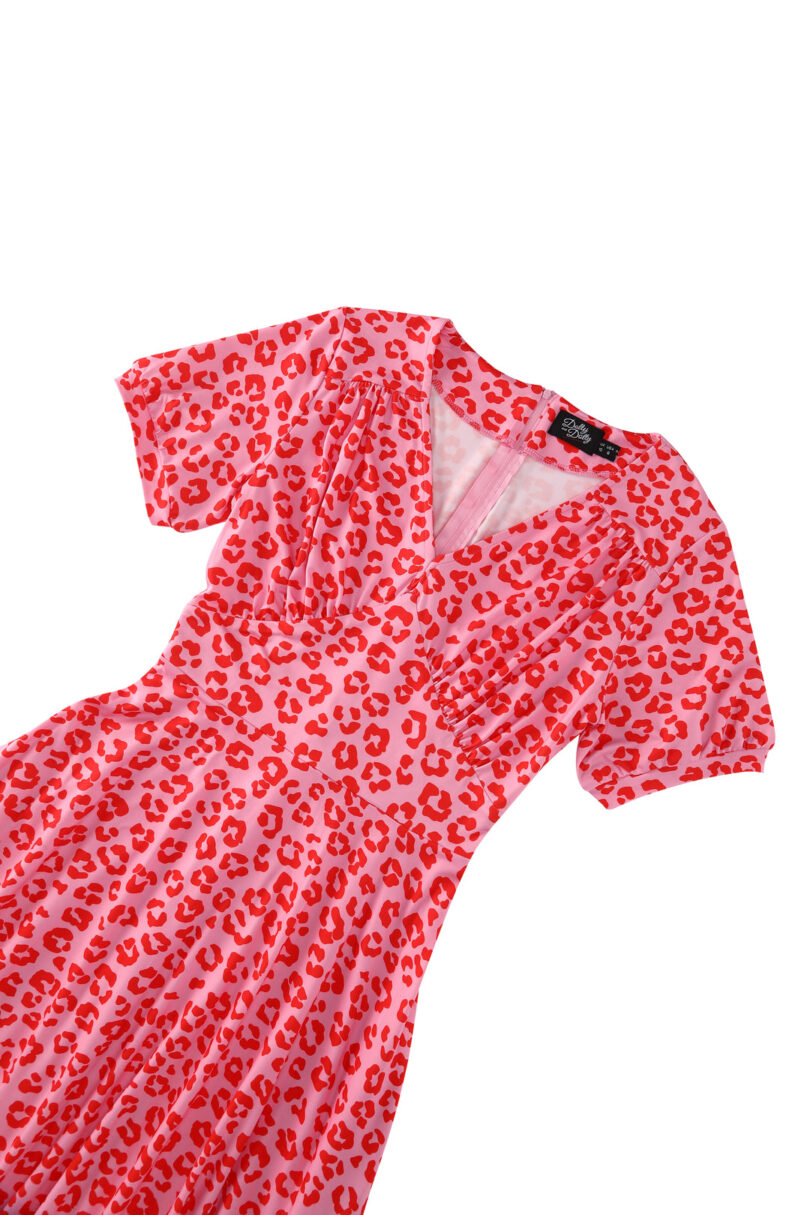 Julia Pink Cheetah Print Midi Dress  Shop now at Kitty Darling