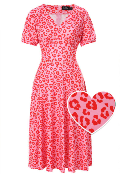 Julia Pink Cheetah Print Midi Dress – Dresses | Kitty Darling
